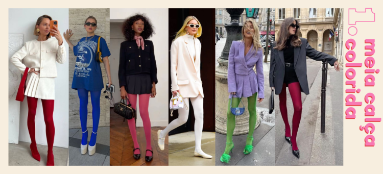 Peças para apostar nesse inverno: Meia calça colorida. (Fotos: divulgação)