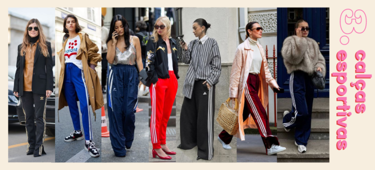 Peças para apostar nesse inverno: calças esportivas. (Fotos: divulgação)