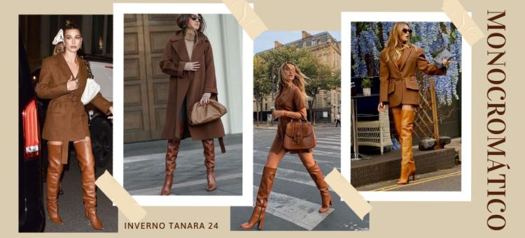 Uma bota, cinco looks: look monocromático. (Fotos: divulgação)