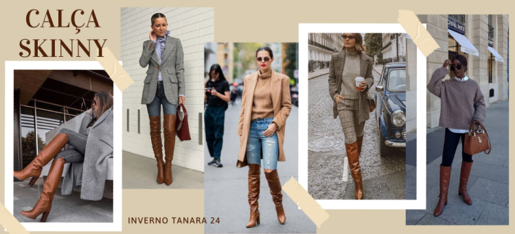 Uma bota, cinco looks: calça skinny. (Fotos: divulgação)