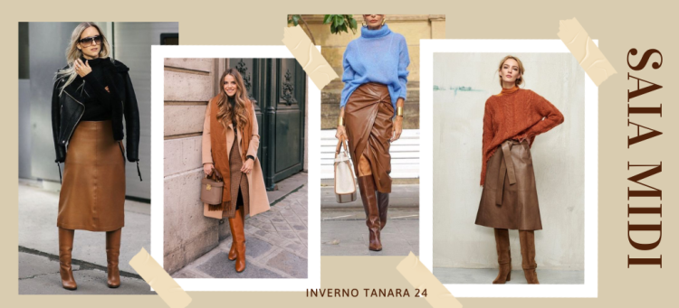 Uma bota, cinco looks: saias midi. (Fotos: divulgação)