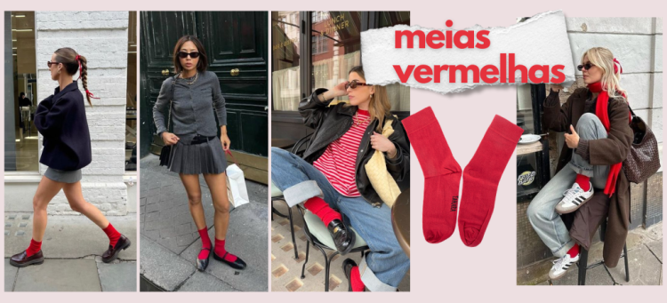 Meias vermelhas são perfeitas para dar aquele destaque inesperado ao look. (Fotos: divulgação)