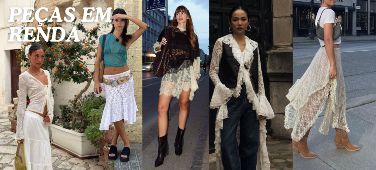Peças Boho para investir nesse verão: peças em renda. (Fotos: divulgação)