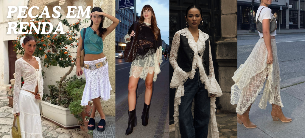 Peças Boho para investir nesse verão: peças em renda. (Fotos: divulgação)