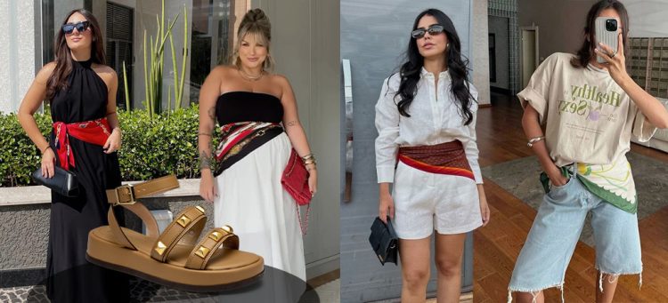 Sandália Tanara e lenço na cintura. (Fotos: divulgação)