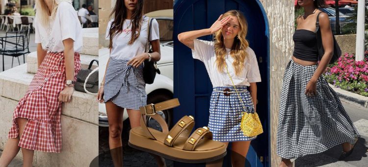 Sandália Tanara e saia vichy. (Fotos: divulgação)