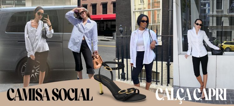 Calça Capri com Camisa Social. (Fotos: divulgação)