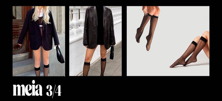 Meia ¾ + Scarpin de Salto Bloco