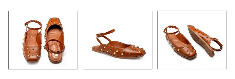 Look meia-estação com slingback caramelo.