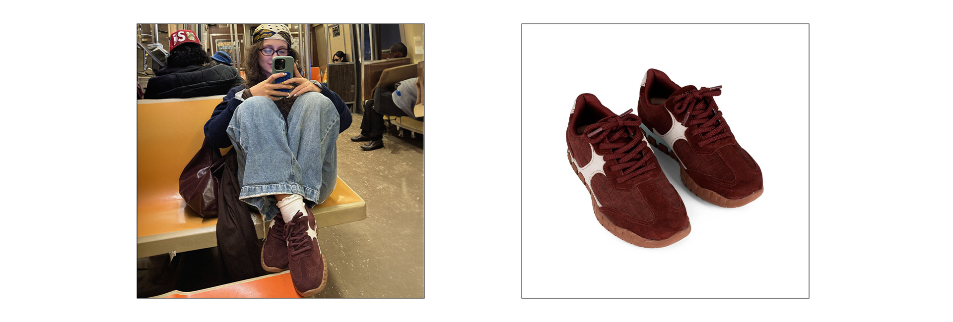 O jogging bordô é o sneaker fashion da temporada
