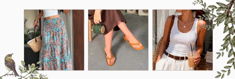 O chinelo em camurça traz um toque summer boho para o look.